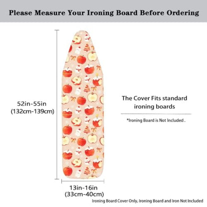 Iron Board Cover Ironing Accessories with Heavy Duty Elastic Edges Thick Padding Easy to Inatall, (Apple Print) - color: Apple Print
