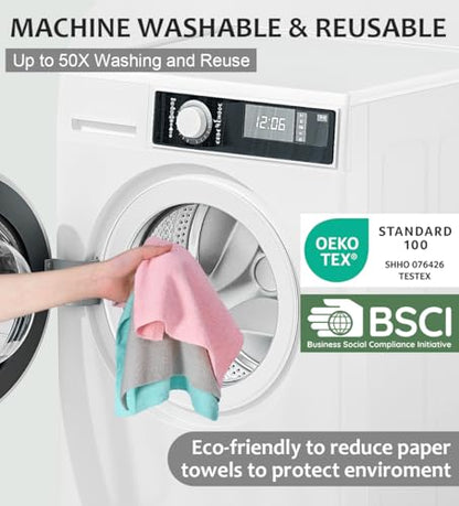 UPSTAR Microfiber Cleaning Cloth, Reusable Paper Towels Rolls, 50 Packs 12x12 inch Cleaning Rags for Washing Dishes, Kitchen, Bathroom, Car, Blue - color: Blue