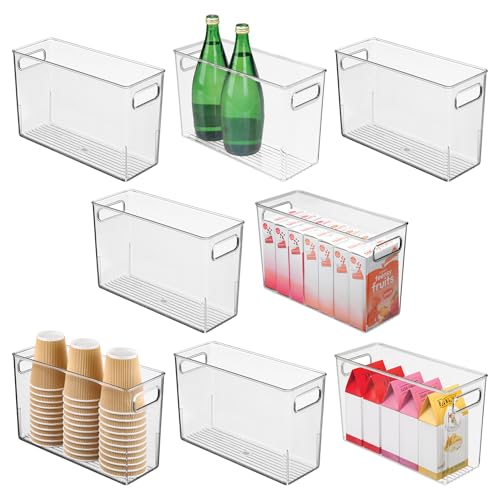 iDesign Tall Plastic Storage Bin with Handles for Fridge or Freezer - Set of 8 - Clear - Made in USA - style: Pack of 8
