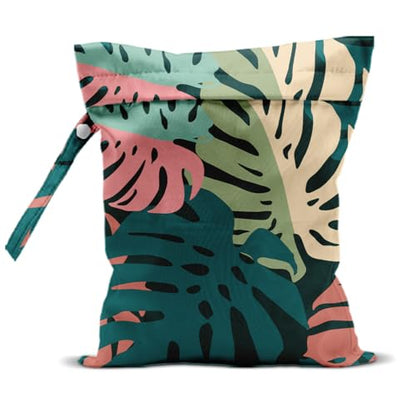 Palm Leaves Wet Bag 12x10 Inch, Green Summer Waterproof Travel Laundry Bags - color: Tropical plants 1415