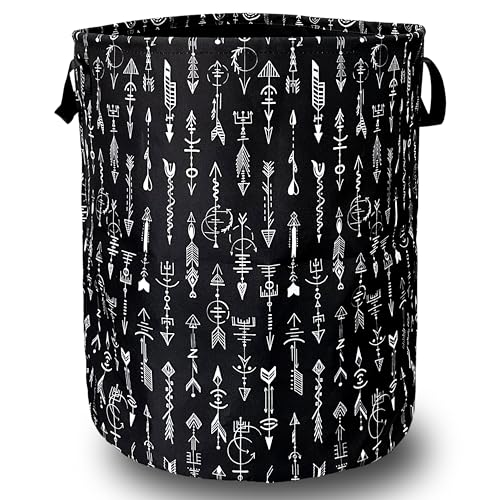 Adventure Arrow Laundry Basket Oxford Cloth Foldable Hamper 18.9x16.5 Inch - color: Black White Arrow