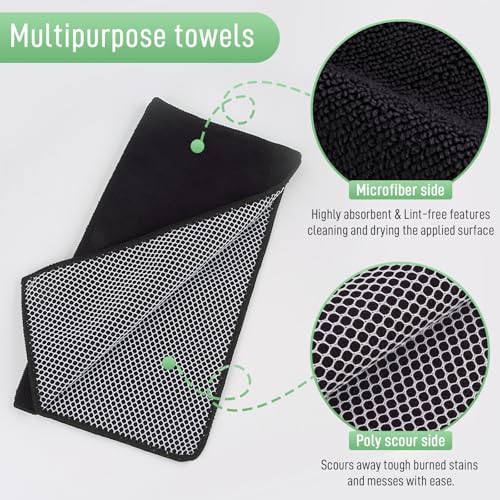 SINLAND Dish Cloth for Washing Dishes Kitchen Washcloth Cleaning Cloth - color: Black, size: 12inchx12inch 10pack