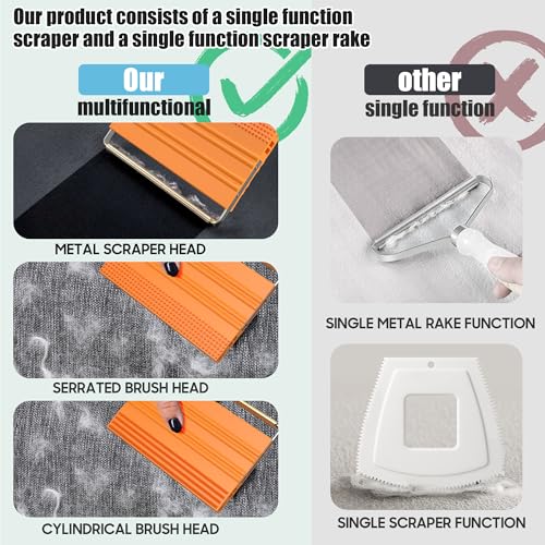 Mini Pet Hair Remover – 2025 Reusable Carpet Rake & Fur Scraper for Furniture, Car Interior, Hair Remover Brush for Bed, Couch, Home Surfaces Orange