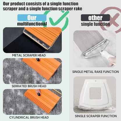 Mini Pet Hair Remover – 2025 Reusable Carpet Rake & Fur Scraper for Furniture, Car Interior, Hair Remover Brush for Bed, Couch, Home Surfaces Orange