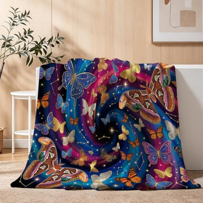 Boho Butterfly Throw Blanket, Ultra-Soft Flannel Fleece 50" x 60" - color: Boho Butterfly Art, size: 50"x60"