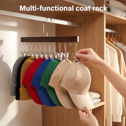 3 PCS Closet Organizer with 12 Clips, Space Saving Legging Hanger 360° Rotating Metal Clip with Silicone Lining Hanger with Clips for Short Skirts,Socks,Bras, Shorts, Underwear, Ties