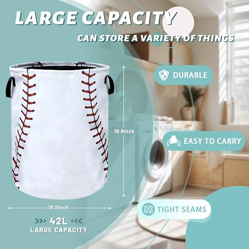 Baseball Laundry Basket Oxford Cloth Foldable Hamper 18.9" x 16.5" - color: Funny Baseball Texture Pattern