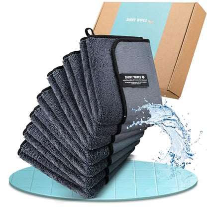Shiny Wipes XL Drying Towel, the Original, Ultra Absorbent Twisted-Loop Design, Streak-Free Drying Towel, Shiny Wipes Shower Cleaning Cloths (7 Towel)