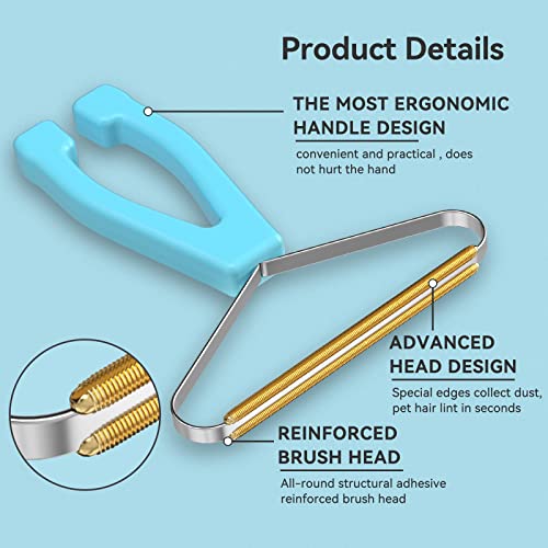 Pet Hair Remover Carpet Rake, Dog & Cat Hair Remover, Carpet Scraper - color: Blue and Dark Blue