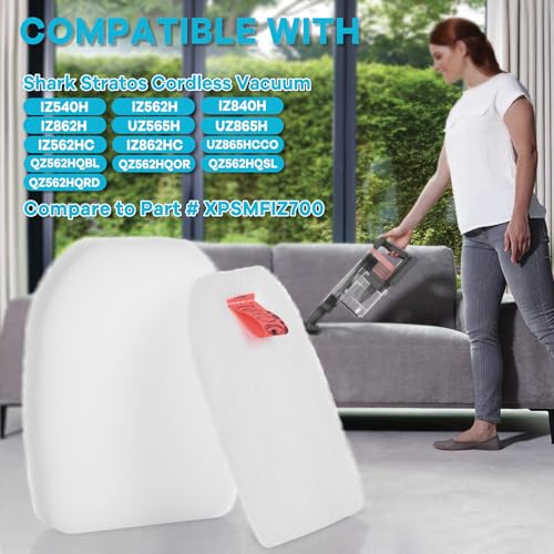IZ862H UZ565H Filters (2 Felt and 2 Foam Filters) for Shark Stratos Cordless DuoClean PowerFins HairPro Vacuum IZ562H UZ865H IZ540H IZ840H IZ800 IZ862H, Replacement Part XFFKIZ700 - size: 2Pack IZ862H UZ565H Sponge Filters