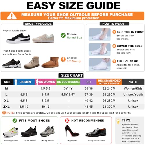 Waterproof Shoe Covers, Reusable Silicone Rain Shoe Covers, White, XL