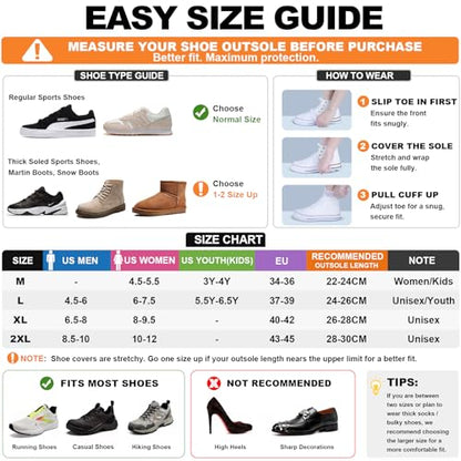 Waterproof Shoe Covers, Reusable Silicone Rain Shoe Covers, White, XL