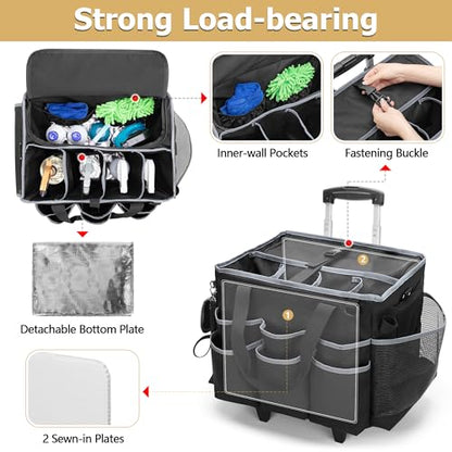 HODRANT Large Cleaning Caddy with Detachable Trolley & Shoulder Strap