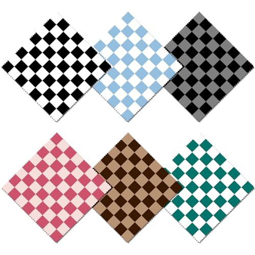 6 PCS Glasses Cleaning Cloth Eyeglass Cleaning Cloth Lens Eyeglasses Microfiber Cute Aesthetic Cloth for Unisex Women Girls Reusable Phone Screens Camera Multi-Patterns(6.3"x6.3")-Checkered - color: N3-checkered