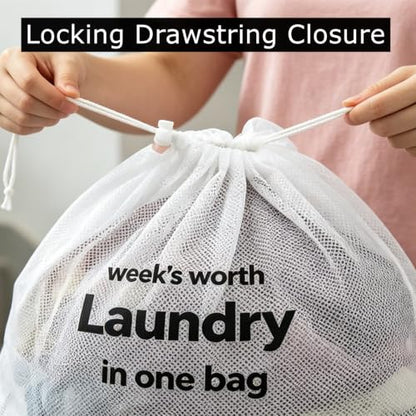 8 Pack Laundry Bags Mesh Bag with Drawstring Closure, 24"x36" Heavy Duty Extra Large Laundry Bags for Travel, Storage, College Dorm, Apartment, Machine Washable