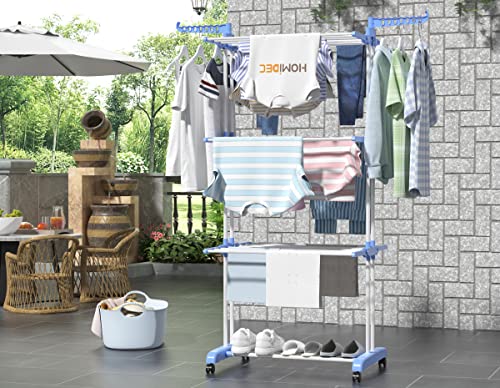 HOMIDEC Clothes Drying Rack, 4-Tier(67.7" H) Foldable Drying Rack Clothing - color: Blue