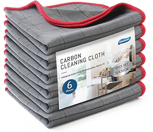 Ekedalen Microfiber Cleaning Cloth Lint Free Glass Polish, Grey-Red - color: Grey-red