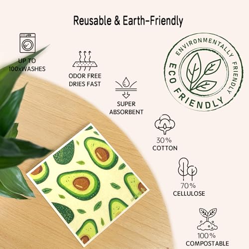 Swedish Dishcloths for Kitchen 6 Pack, Reusable Paper Towels Super Absorbent, Biodegradable Quick Drying Washable Dish Cloths Dishwasher Safe, Perfect as Hostess or Housewarming Gifts (Fruit) - color: Fruit Theme