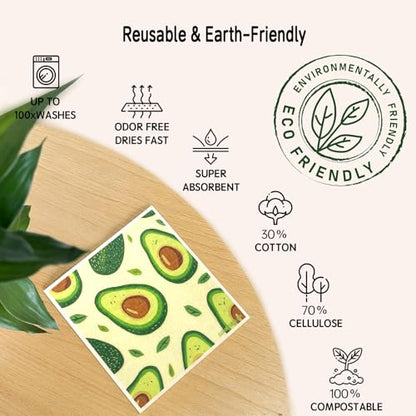 Swedish Dishcloths for Kitchen 6 Pack, Reusable Paper Towels Super Absorbent, Biodegradable Quick Drying Washable Dish Cloths Dishwasher Safe, Perfect as Hostess or Housewarming Gifts (Fruit) - color: Fruit Theme