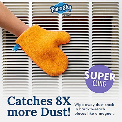 persik Pure-Sky Microfiber Glove Dusting Mitt - Just Add Water No Detergents Needed - Ultra Microfiber Cleaning Cloth Glove - Use for Cleaning Furniture, Home - 2 Pack