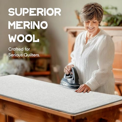 HunnmingRe 22" x 60" Wool Pressing Mat, Extra Large 100% New Zealand Wool Ironing Mat for Quilting Supplies, Sewing, Embroidery, 0.5 Thick Heat-Resistant Double Non-Slip Sided Ironing Pad - size: 22" X 60"