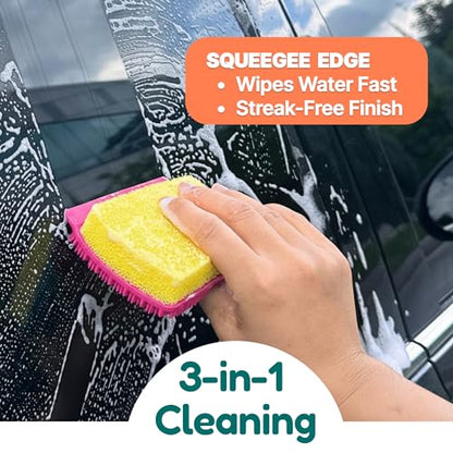 3-in-1 Silicone Scrubber Sponge with Squeegee – Non-Scratch Kitchen Sponge for Dishes, Sink & Bathroom, Quick-Dry, Reusable Cleaning Tool (Teal +Yellow) - color: Teal +Yellow