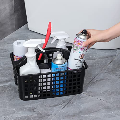 Portable Shower Caddy Basket Plastic Storage Basket with Compartments Black - color: Black
