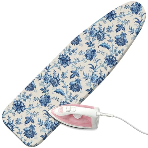 Padded Ironing Board Cover, 15 * 54 in Standard Size Ironing Board Covers, Easy Hook and Loop Fastener, Universal Fit for Standard Boards - color: Celadon-blue