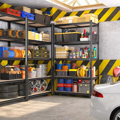 REIBII 2400LBS Garage Shelving,36" Wx16" Dx72" H Shelves for Basement - color: Black