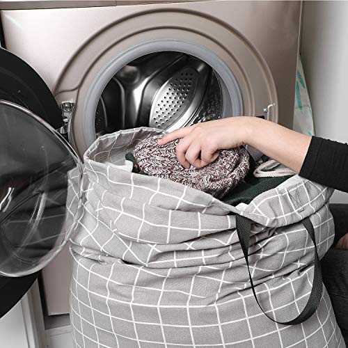 SWISSELITE Heavy Duty Laundry Bag, Large Travel Dirty Clothes Bag - color: Check Gray