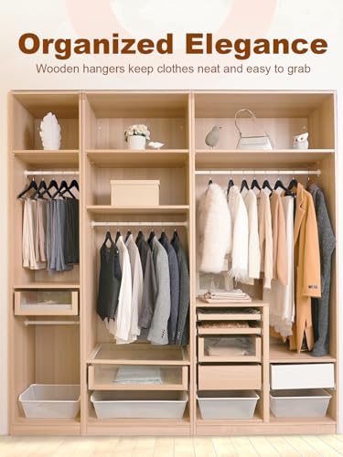 HOUSE DAY Black Wooden Hangers 30 Pack, Heavy Duty Wooden Coat Hangers - color: Black, size: 30 Pack