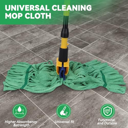 Heavy Duty Commercial Mop Head Replacement : 3 Packs 14oz Microfiber Tube Lint Free Industrial Heavy Duty Mop Head for Floor Cleaning - Super Absorbent & Bleach-Safe (Green) - color: Green-3pack