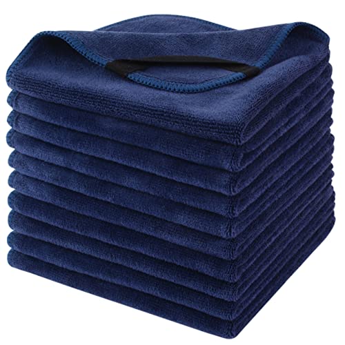 SINLAND Microfiber Facial Cloths Fast Drying Washcloth 12inch x 12inch (Pack of 10, Navy Blue) - color: Navy Blue, size: 1 Count (Pack of 10)