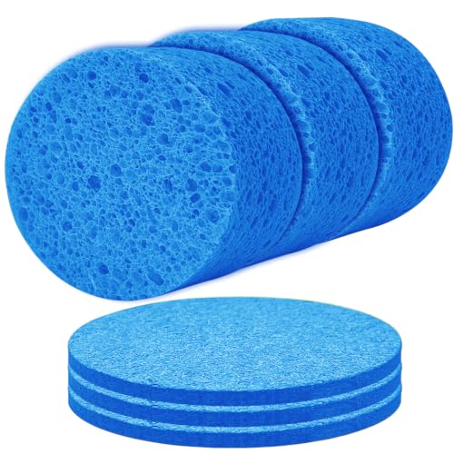 3-Pack Large Sponge, Kitchen Sponges, Handy Sponges, Cellulose Sponges, Dish Washing Sponge, Natural Sponge, Car Washing Sponge, Eco Friendly Sponge (Round, 4" X 4" X 2"), Blue - color: B-blue