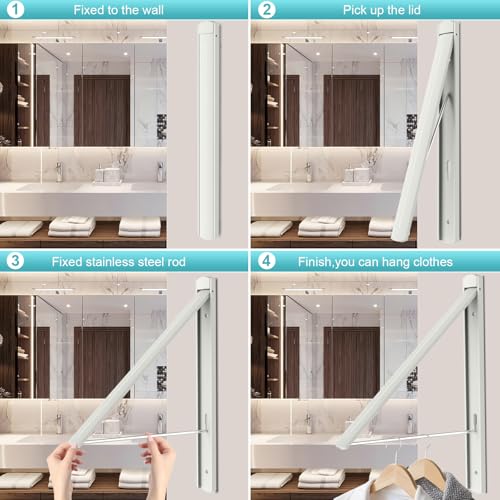 Wall Mounted Clothes Drying Rack 65lb, Foldable Aluminum,White-a - color: White-a
