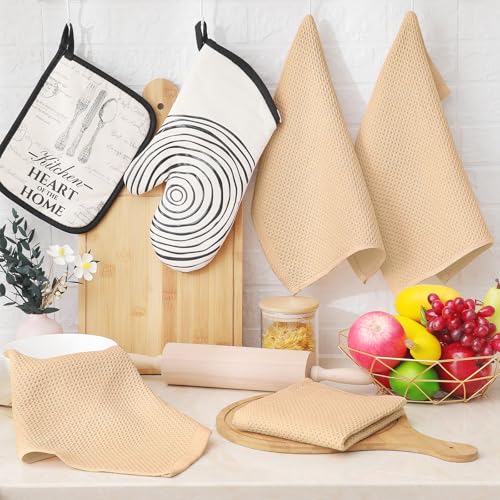 Homaxy 100% Cotton Waffle Weave Kitchen Dish Cloths 8-Pack, Apricot - color: Apricot, size: 12 X 12 - 8 Pack