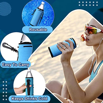 Baderke 10 Pcs Neoprene Water Bottle Cover Sleeves Non Slip Insulators Beverage Bottle Can Sleeves Covers 16 17 oz Coolers Holder