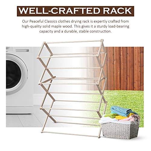 Peaceful Classics Wooden Folding Laundry Rack, 38x30x13 - size: Small