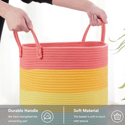 60L Rainbow Laundry Basket Hamper for Baby Girls Kids Nursery - color: Rainbow, size: Large (60L)