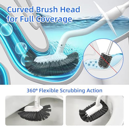 Toilet Brush and Holder Set with Pumice Stone Toilet Bowl Cleaner - color: Gray