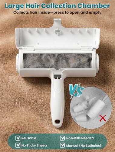 DELOMO Pet Hair Remover Roller, Reusable Lint Roller for Dog and Cat Hair - color: A: White（hot Sale）