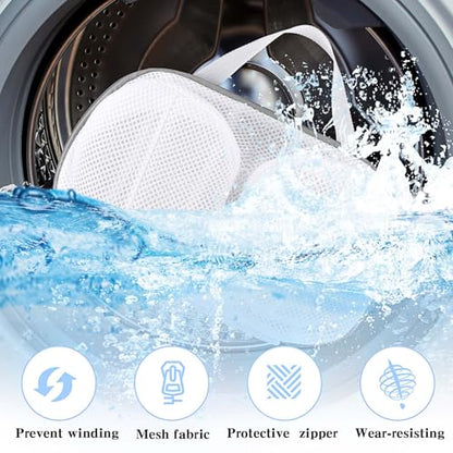 2 Pcs Bra Washing Bags for Laundry, Bra Bags for Washing Machine Lingerie Wash Dryer Bag Non-Deform 3D Protective Bracket Case with Handle Zipper for Women Laundry Storage Washing Delicates