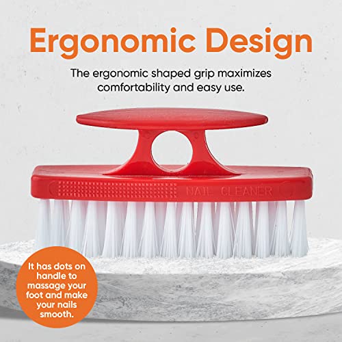 Nail Brush for Cleaning Fingernails, Nail Scrubber Brush, Toe Foot Hands Fingernail Brush Cleaner- Small Scrub Brush- All-Purpose Stiff Cleaning Brush (3 Pack, Red) - color: Red, size: 3 Pack