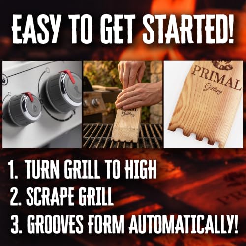 Cedar Grill Scraper Gift Set – 12" & 18" | Gift for Men & Dad | Bristle-Free BBQ Grill Cleaner Dual Pack | Safe for Gas, Charcoal & Flat-Top Grills | Wire Brush Alternative