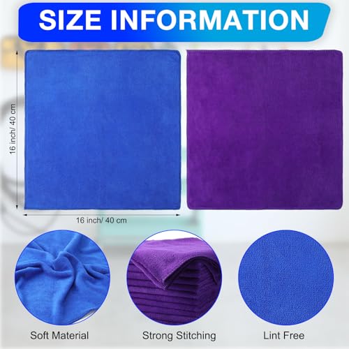 Nuenen Car Microfiber Clean Cloths, Purple,Blue, 16 x 16 Inch, 60 Pcs - color: Purple,blue, size: 16 x 16 inches