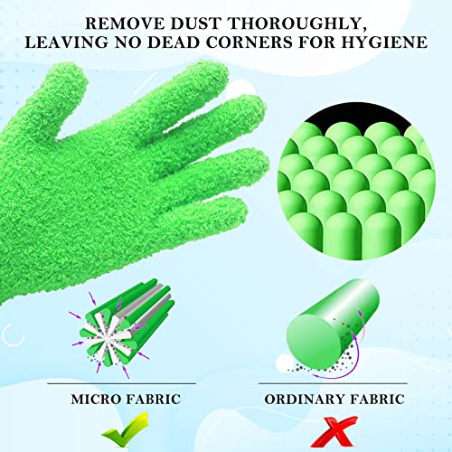 Evridwear Microfiber Plant Dusting Gloves Reusable Leaf Cleaning Glove for Houseplants,Blinds,Furniture and Small Objects - color: Green 1 Pair, size: Large/X-Large (Pack of 1)