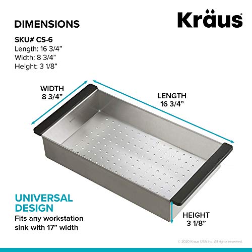 KRAUS Stainless Steel 16.75 in Workstation Sink Colander CS-6 - color: Stainless Steel, style: Colander