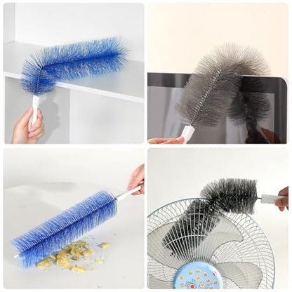 4 Pcs Cobweb Duster, Bendable Fan Duster, Plastic Fan Cleaner Brush,Microfiber Head Dusting Brush, Reusable Dust Remover for Air Conditioning Shutters,Ceiling Fan Blades,Air Vents, Curtains, Cars