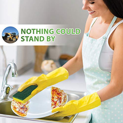 SCRUBIT Heavy Duty Scrub Sponges - Dishwashing Sponge Along with A Tough Scouring Pad - Ideal for Cleaning Kitchen, Dishes, Bathroom - Yellow - 24 Dish sponges (Pack of 2) - size: 24 Count (Pack of 2)