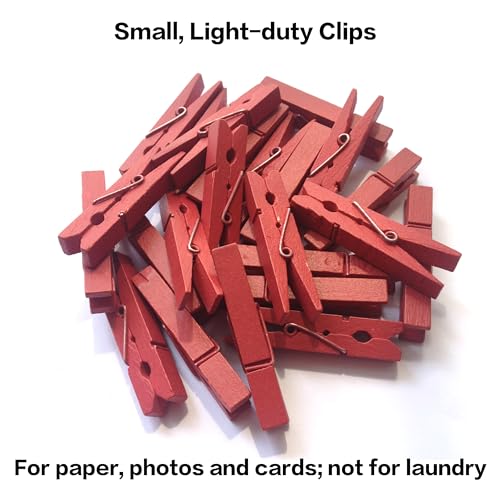 LWR CRAFTS Wooden Small Clothespins 1-7/8" 4.8cm 50 Pieces Per Pack (Red) - color: Red